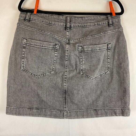Ted Baker Denim Skirt 4 Gray US 10 Straight Pockets - Picture 6 of 9